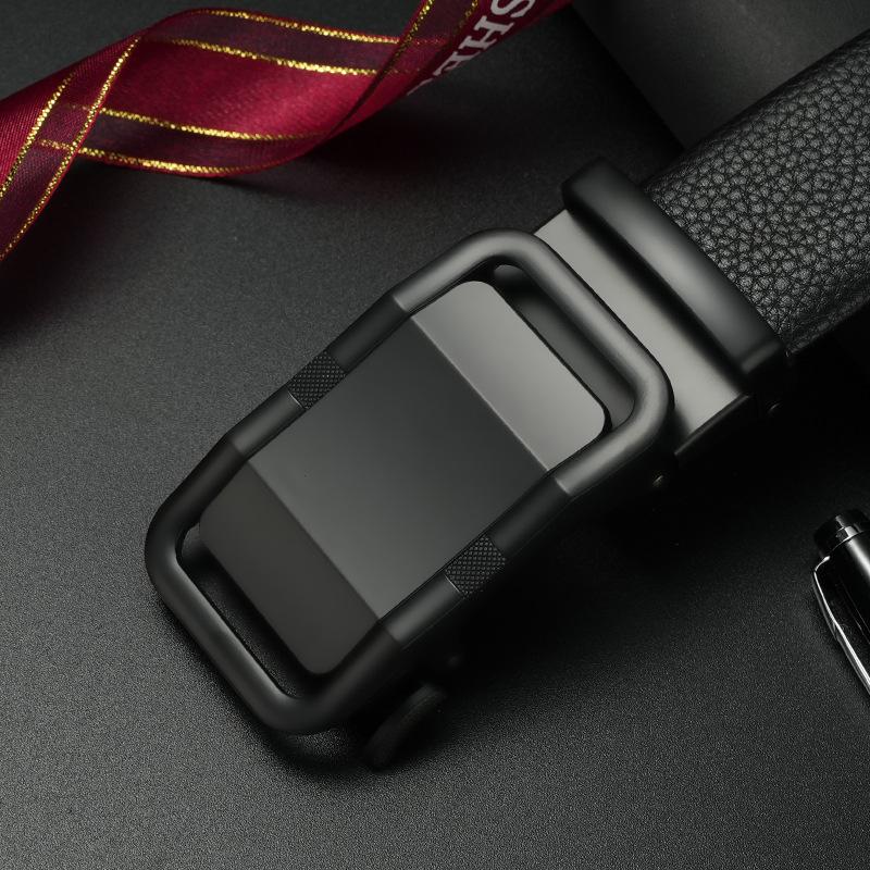 Men's Cowhide Belt Trendy Versatile Leather Belt Business Casual Automatic Buckle Middle Aged and Young Trousers Belt Men