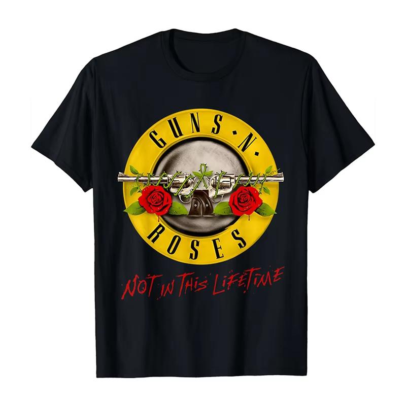 2025 Новые Guns N 'Roses Рок Панк Американский Оверсайз Хай Стрит Мужская и Женская Летняя Хлопковая Американская Удобная Футболка