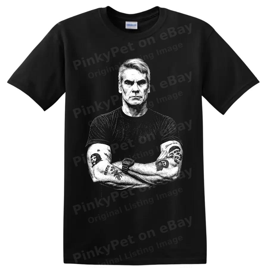 Henry Rollins Black Flag Punk Rock Singer Portrait T Shirt Graphic Tee Fan Art