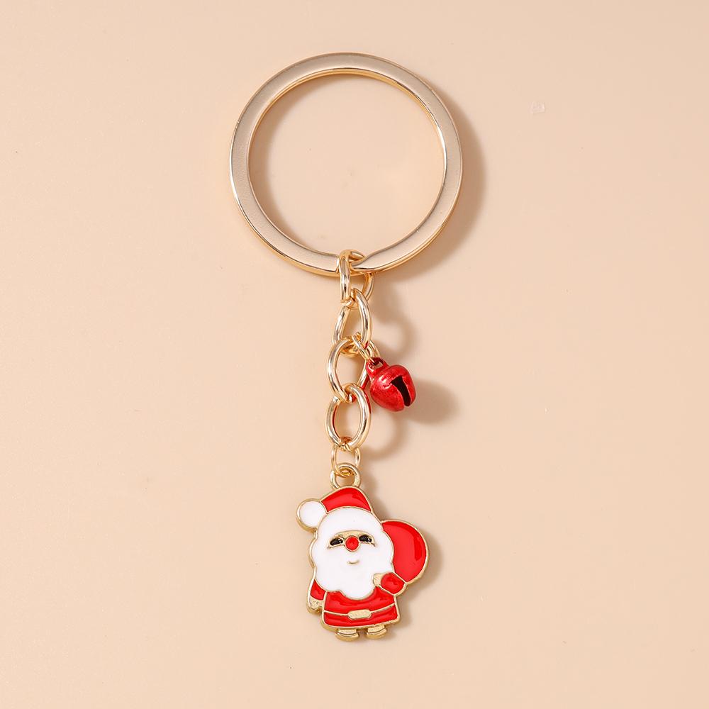 Fashion Christmas Keychain Jingling Bell Key Ring for Women Girls Handbag Pendants DIY X'mas Key Chain New Year Gifts