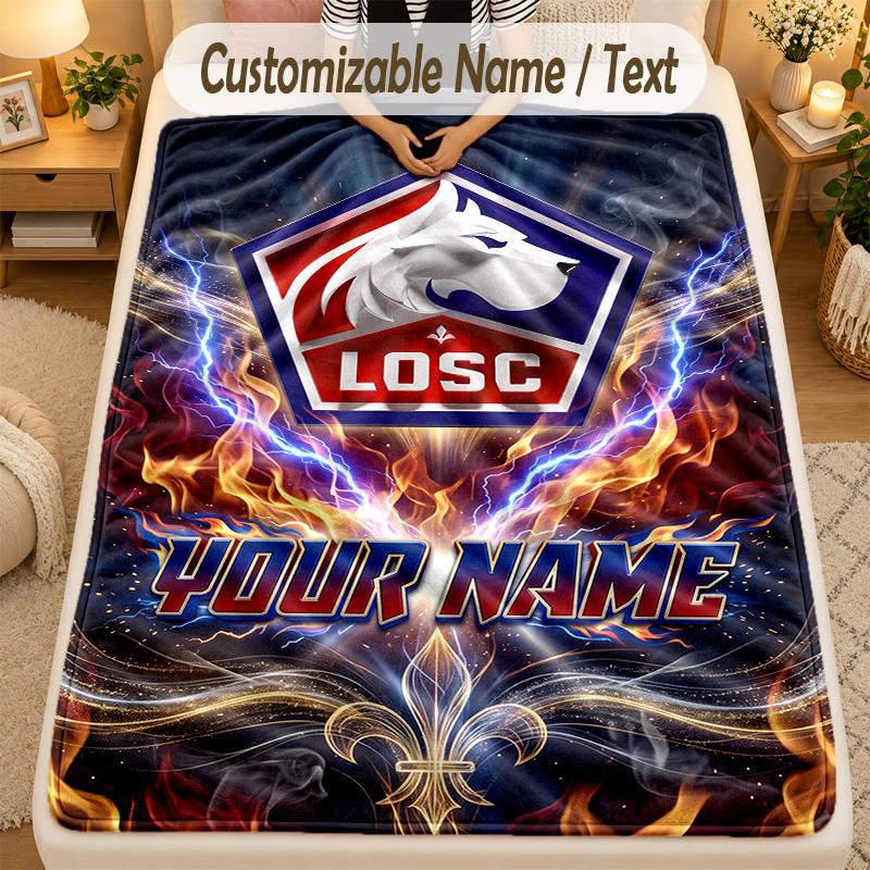 Фланелевое одеяло LOSC Lille Текст с индивидуальным именем Персонализированное Мягкое Теплое Плед Декор для дома Подарок