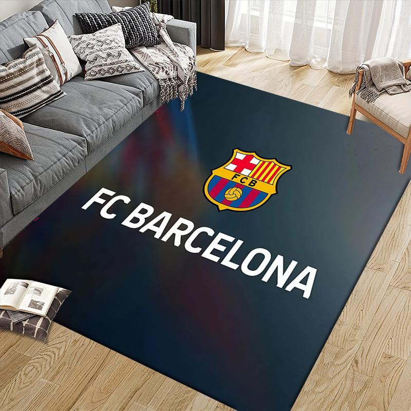 Futbol Club Barcelona Flannel Pattern Square Carpet,Area Rug,Carpet Rug for Living Room Bedroom Sofa Playroom Decor,Non-slip Floor Mat