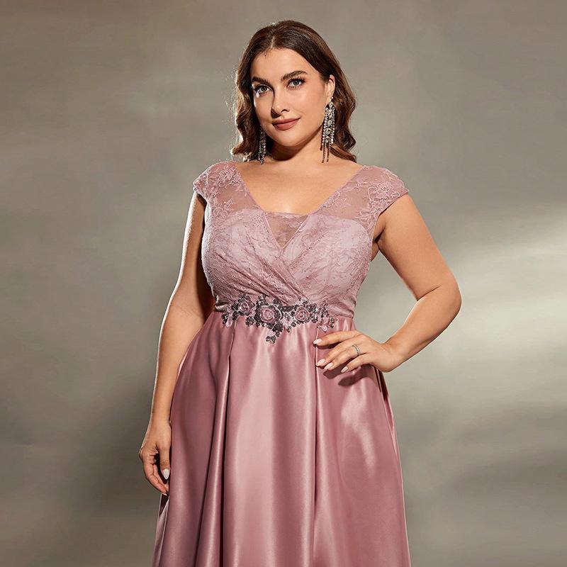Plus Size Solid Color Sexy Long Evening Dress for Birthday Party
