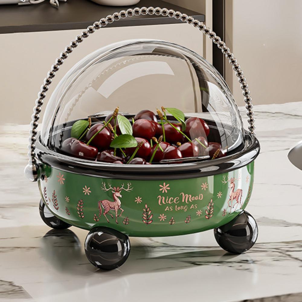 Large Capacity Drain Fruit Serving Plate High Feet Flip Cover Table Fruit Tray Plastic with Handle Snack Tray Candy