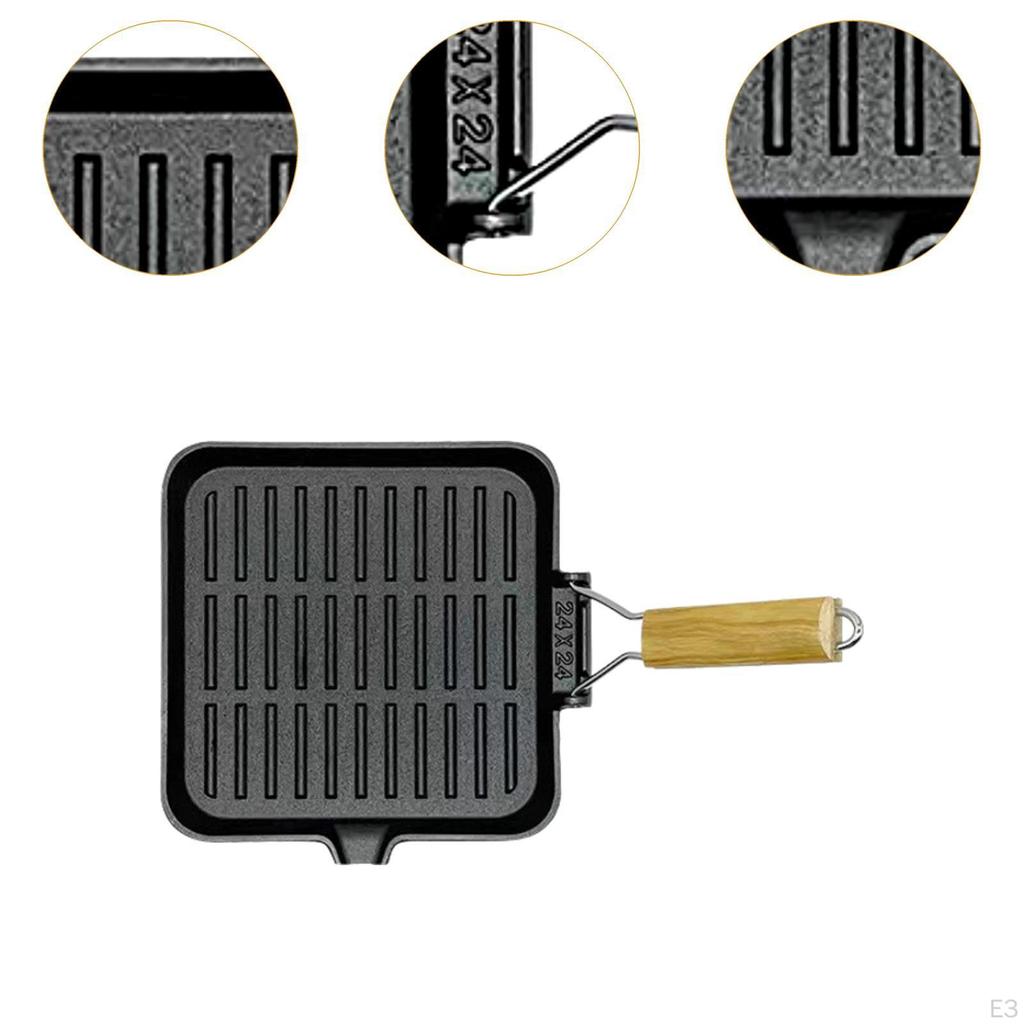 Frying Pan for Steak On Stovetop Cast Iron with Handle Camping Use