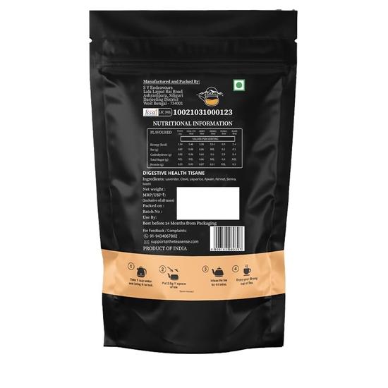 TEA SENSE Digestive Health Tisane with Fennel, Methi, Ajwain, Clove, Senna, Lavender | 100g Loose Tea | Natural Digestion Support | 50 Cups+