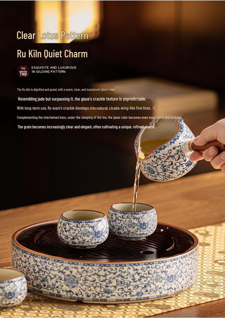 Роскошный автоматический чайный набор Kiln Blue & White Lotus - Подарок для руководителей и старших