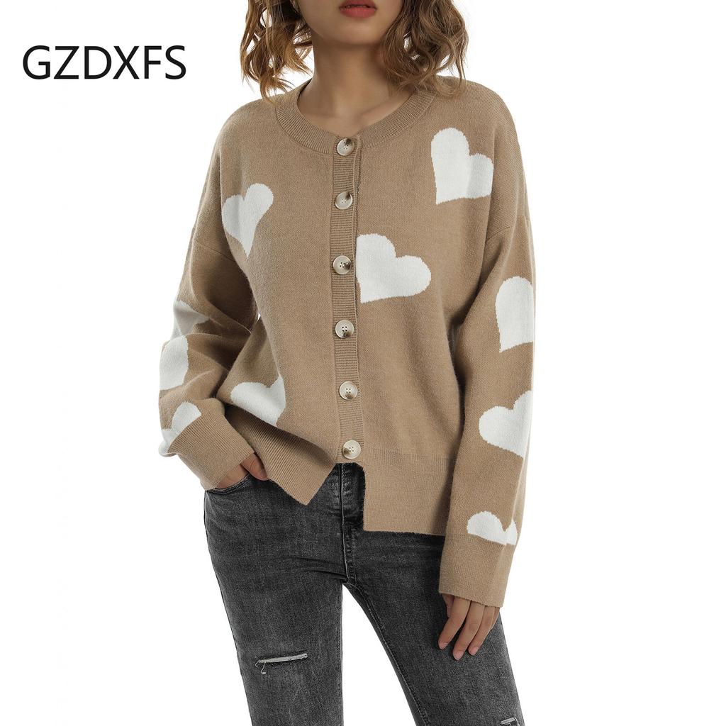 Осень и зима, новый стиль, женский трикотаж, однобортный свитер Love, женский кардиган