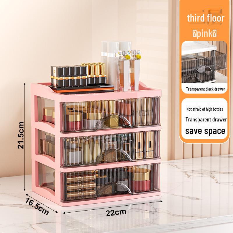 Черная роскошная многослойная коробка для хранения косметики и прозрачный шкаф с ящиками