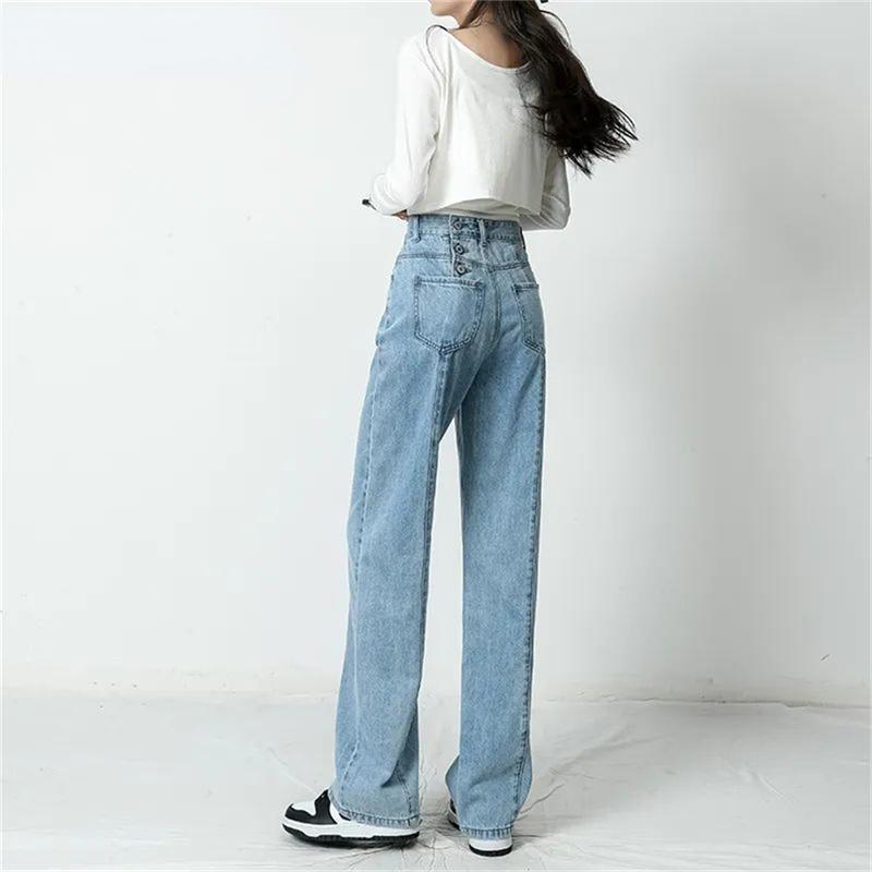 Весна 2022, женская мода с высокой талией y2k, женские широкие джинсы, мешковатые женские джинсовые капри, прямые брюки, джинсовые брюки для мамы