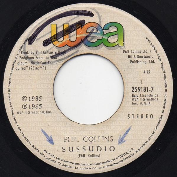 7-дюймовая пластинка PHIL COLLINS Sussudio 2591817 WEA 1985 Не Япония Рок Б/у