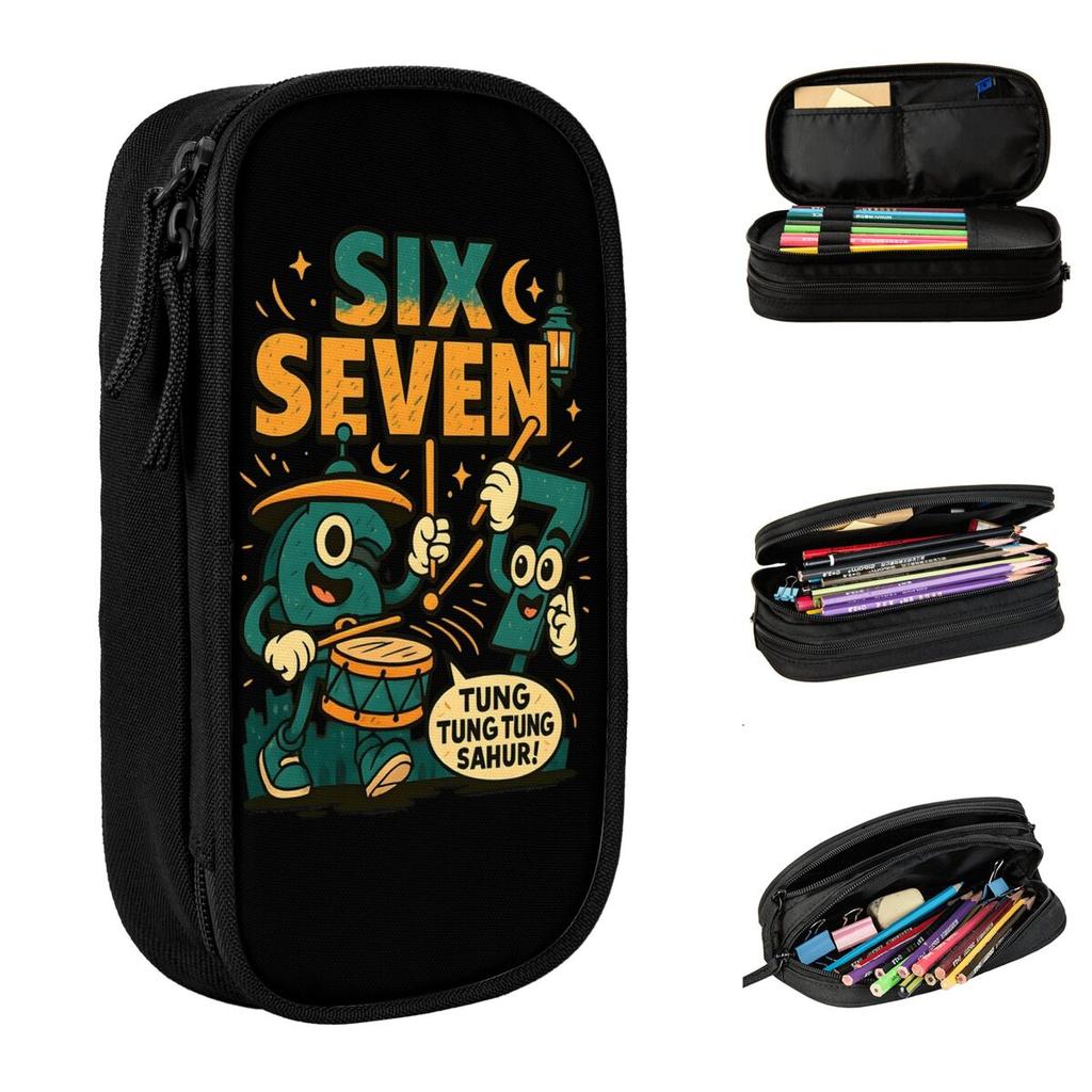 67 Six Seven 6-7 Funny Italian Brainrot Gaming Meme Pencil Cases Pen Box Bag for Student Large School Supplies Gifts Pencilcases