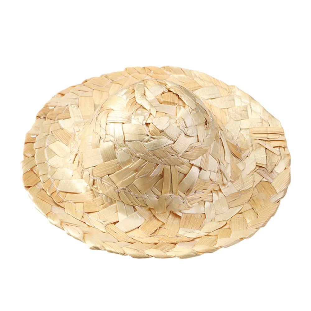 Yellow Multiple Sizes Crafts Woven Straw Hat Doll Accessories Doll Caps DIY Decoration