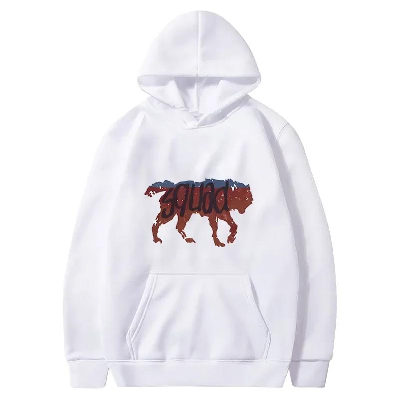 2024 Забавные Ретро Худи с Капюшоном для Мужчин Команда Волков Свитшот Потрясающий Волк Студент Старшей Школы Дикая Крутая Жизнь Странная Худи Команда Танков