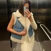 Winter Warm Waistcoat Jacket Women Thick Patchwork Female Vest Autumn Winter Lapel Fleece Pocket Sleeveless Lady Streetwear