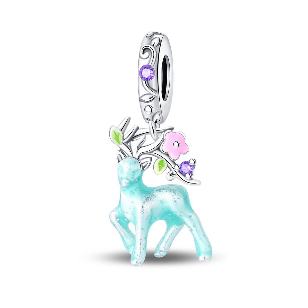 S925 Silver Glow In The Dark Beaded Butterfly Firefly Deer Pendant 925 Silver Bracelet DIY Jewelry Making Kit Accessories Set