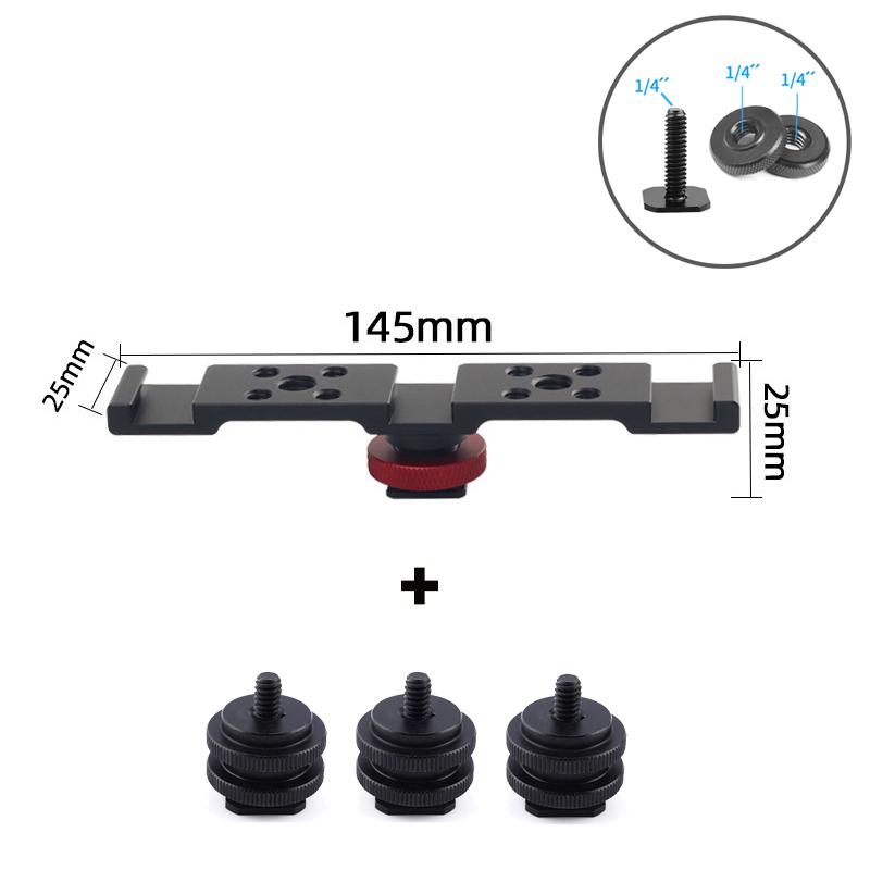 Cold Shoe Mount Extension Bar Hot Shoe Adapter Camera Bracket with 1/4 Screw for Tripod Microphone LED Light Canon Sony Camera