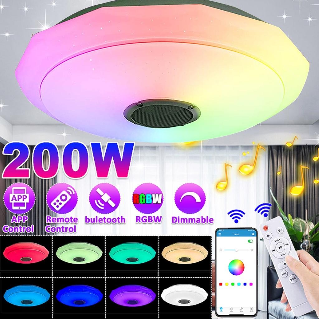 200 Вт Wi-Fi Современные светодиодные потолочные светильники RGB Домашнее освещение Приложение Bluetooth Музыкальный свет Лампы для спальни Смарт-диммируемая музыкальная потолочная лампа