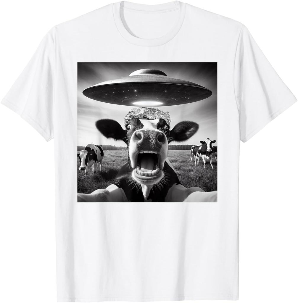 Funny Cow Abduction By Ufo Selfie Hilarious Alien Unisex T-Shirt