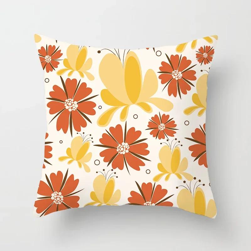 Скандинавская простая наволочка с цветами Абстрактный рисунок линиями Цветочный принт Чехлы на подушки Современное украшение Наволочка для диванной подушки