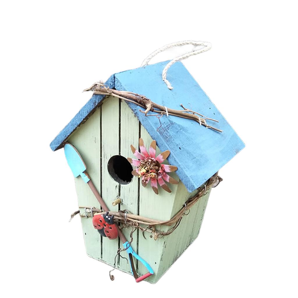 Hanging Wood Bird House for Bird Breeding Handmade Outdoor Bird Nest House for Small Feathered Bird Shelter Nest House