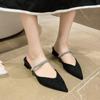 Women's Slippers Rhinestone High Heels Pointed Mules New Summer Shoes Woman Fashion Slippers Elegant Slip-On Sweet Party Shoes