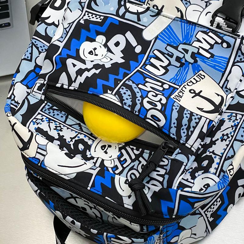 Рюкзак с принтом мультфильма и граффити, студенческий школьный мужской рюкзак большой емкости