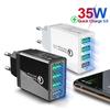 35W QC3.0 Quick Charger 4 USB Charger For IPhone 11 Samsung S9 Huawei Xiaomi QC3.0 EU US UK Fast Wall Mobile Phone Charger
