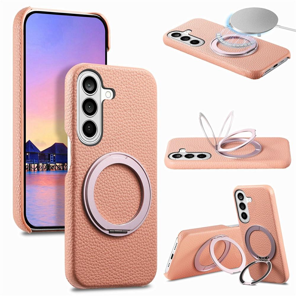 Case for Galaxy S26 - PC+Leather/PU, Pink, With Stand