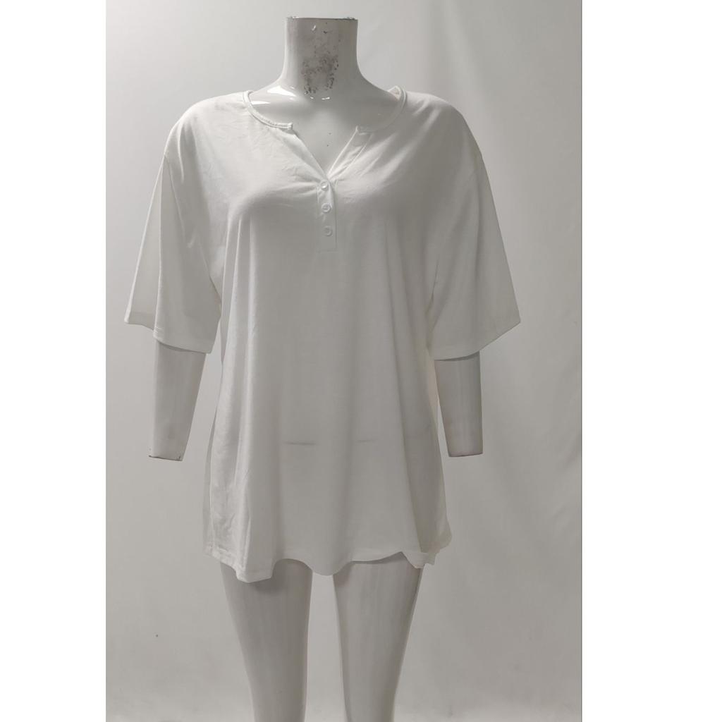 Women's T Shirt Tee Print Button 3/4 Sleeve Daily Weekend Fashion Basic V- Neck Regular Top