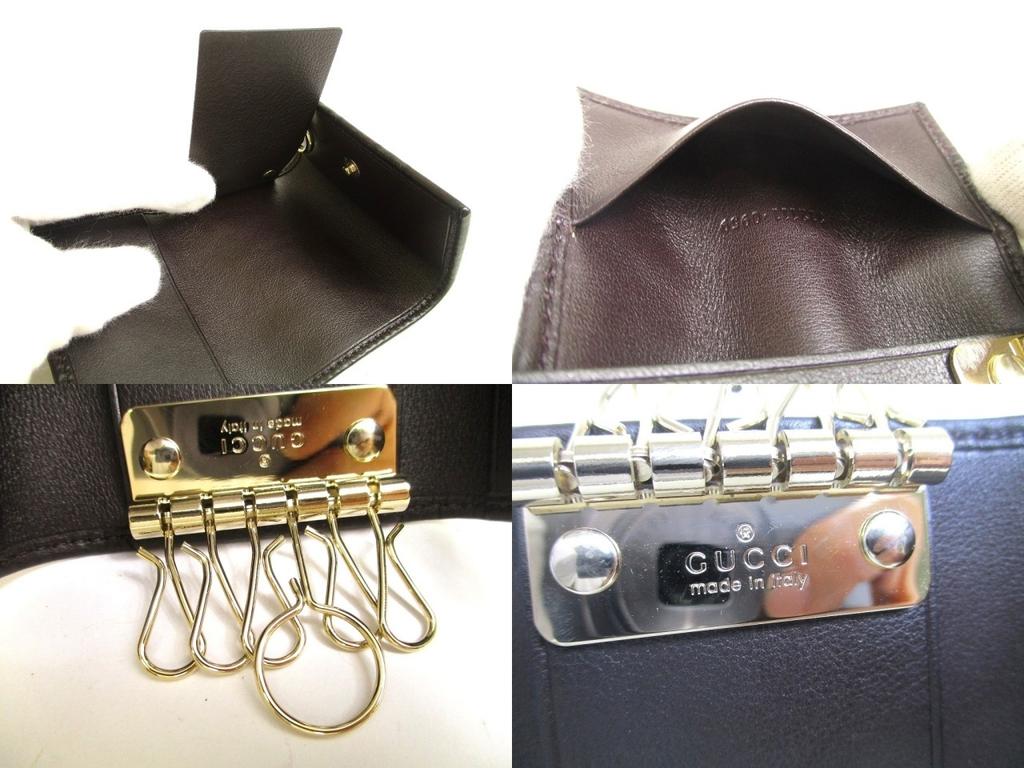 Оригинальный брелок GUCCI GG Interlocking G из темно-коричневой кожи 6 подвесок #a870 Восстановленный