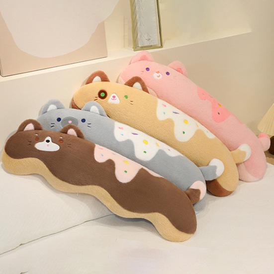 Cream Cat Plush Pillow Ergonomic Body Pillow for Side Sleeping & Cuddling 80/100cm Soft Stuffed Animal for Bed And Sofa