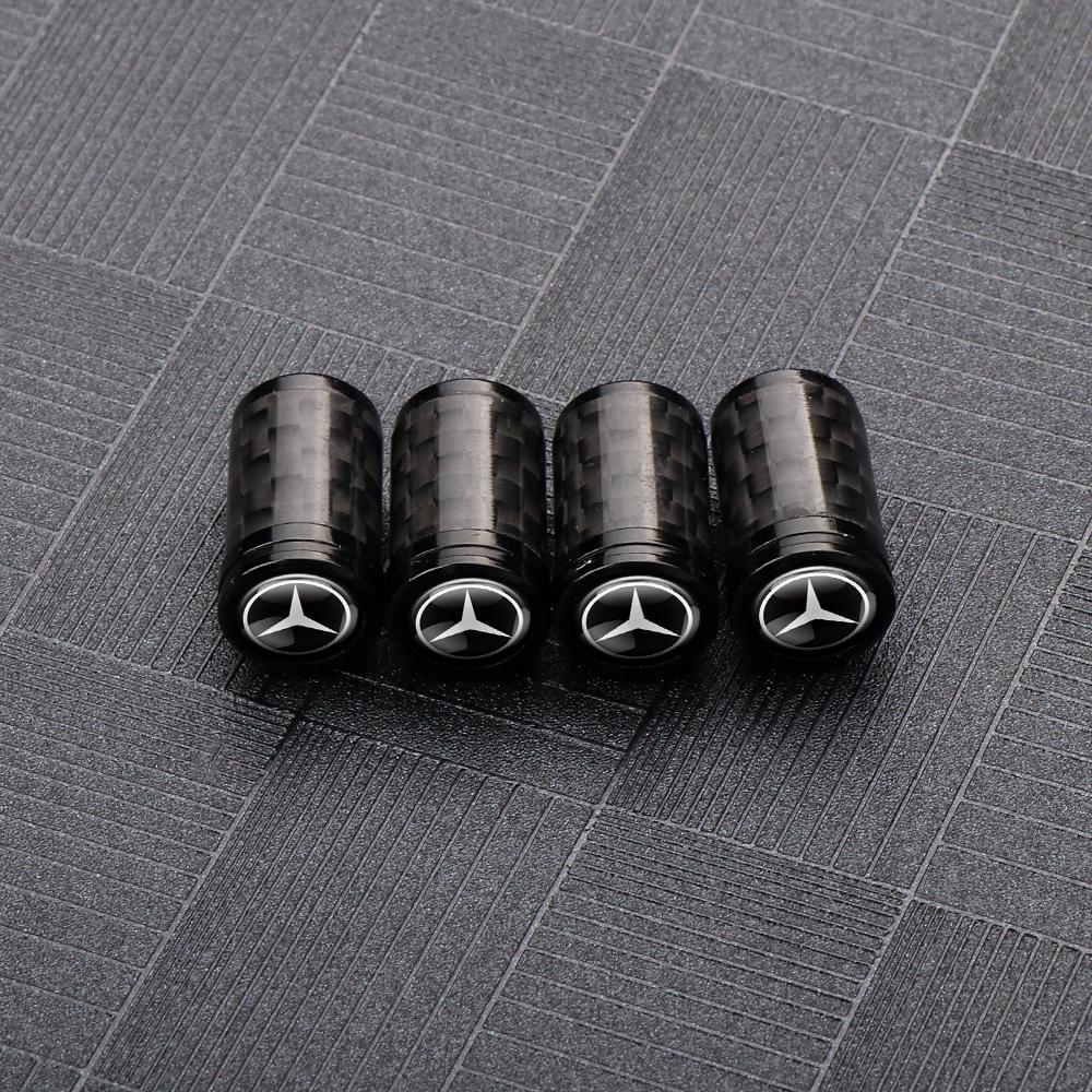 VFO1 4PCS Carbon Fiber Car Styling Wheel Tires Valve Caps Dust Covers for Mercedes Benz E C G M S Class AMG W204 W212 W176 W108 GLA