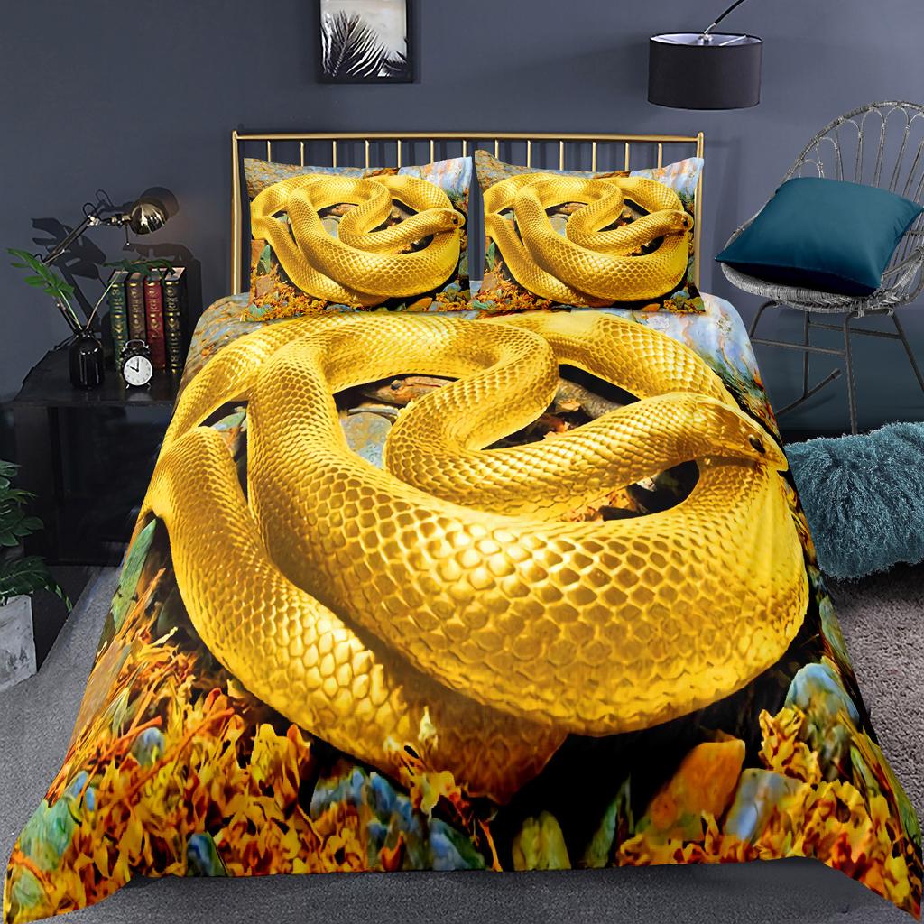 Комплект постельного белья с 3D-принтом «Змея» для детей, мальчиков и подростков, комплект постельного белья с зеленым принтом «Змея», комплект постельного белья с 3D-принтом «Рептилия», покрывало с изображением диких животных