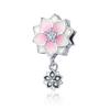 100% S925 Sterling Silver Pendant Sparkling Snowflake Rose Daisy Flower Bee Clip Charm Bead Fit Original  Bracelet Jewelry