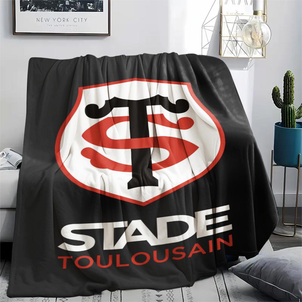 1PC Stade Toulousain Print Flannel Blanket, High quality Comfortable for All Seasons, Home Decor, Warmth and Comfort, Perfect for Christmas Gifts178