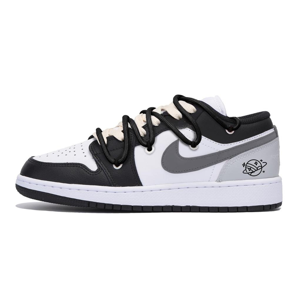 Jordan Air Jordan 1 Низкие Винтажные Баскетбольные Кроссовки Устойчивые к Скольжению и Истиранию Мужские Темно-Серые 553558-131(Team85-S-BOX-A)