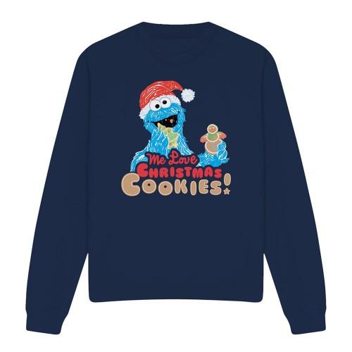 Sesame Street Unisex Adult Me Love Christmas Cookies! Cookie Monster Sweatshirt