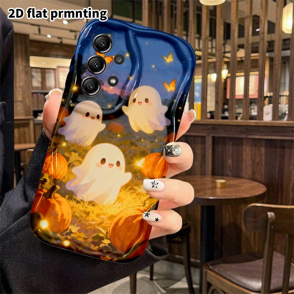 Phone case: 2D flat, suitable for Samsung Galaxy A34 A35 M05 M06 S20 S22 S21 FE Plus 5G protective case, Ghost Pumpkin Field, perfect Christmas and Ha