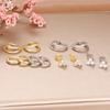 New Arrival Stainless Steel Double-layer Circle Huggies Earring Gold Color Aesthetic Zircon Ear Piercing Earring Fashion Jewelry