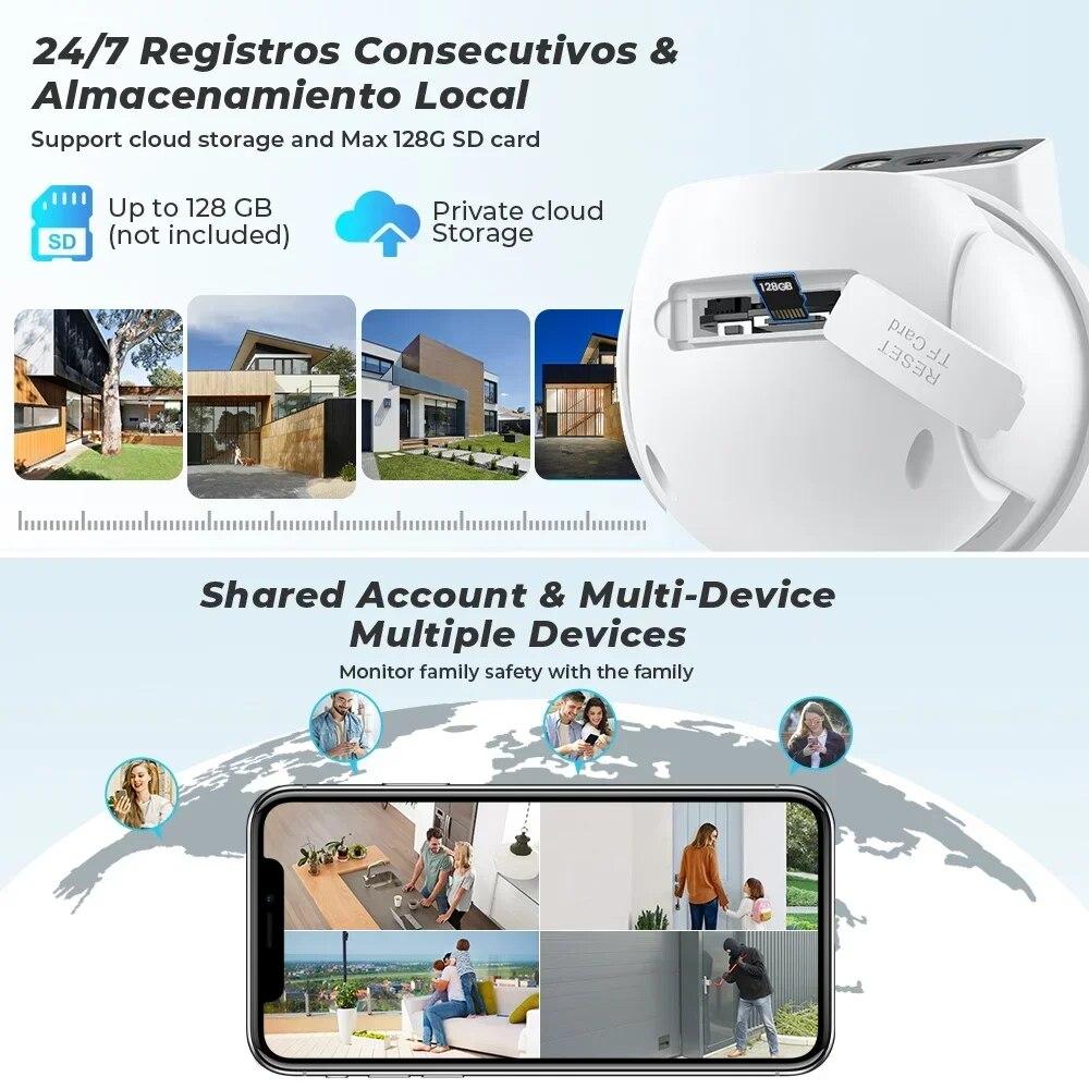 Новая внутренняя камера наблюдения EU 4K 4/8MP Wi-Fi с двойным объективом, 4-кратным цифровым зумом, AI, обнаружение человека, уличная водонепроницаемая PTZ-камера безопасности, IP-камера ICSEE