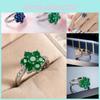 Blue Pink Zirconium Ring Copper Base Gold Plating Conscious Decoration Women