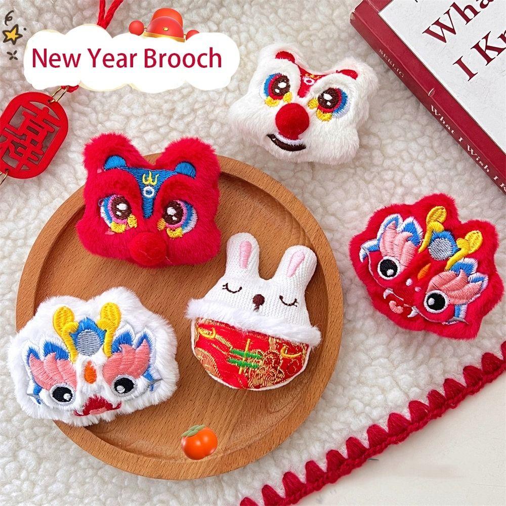 Dancing Lion Lion Dance Brooch Loong New Year Badge Cartoon Chinese Style Pin  Party