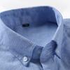 Men's Cotton Shirt Solid Color Business Casual Formal Embroidery Shirts Long Sleeve Lapel Male Fashion Standard Fit Button Up