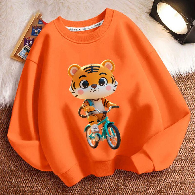 Милое худи с тигрёнком для детей, повседневный топ для мальчиков и девочек на весну и осень