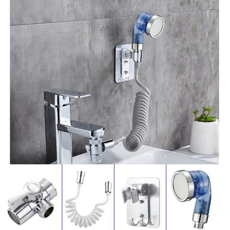 Detachable Sink Shower Extension Head Set Adjustable Quick Connect Faucet Hand