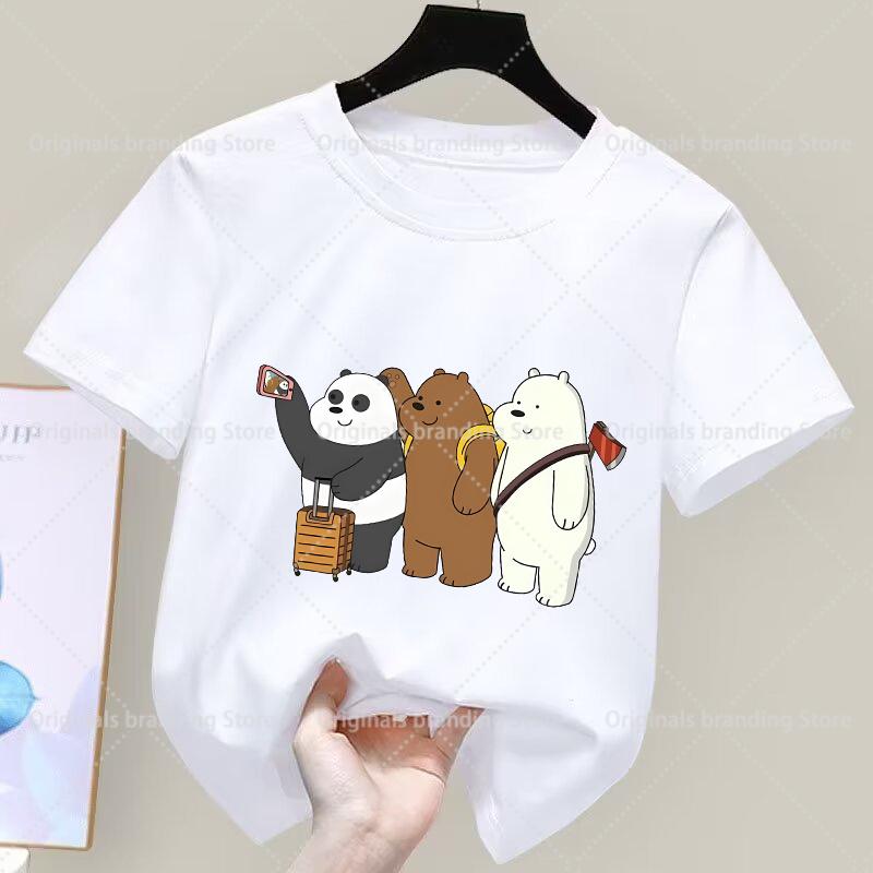 We Bare Bears Children Summer White T-Shirt Cartoon Tops Kid Boy Girl Kawaii Bears Tee Shirts Casual Clothes Birthday Gift 2026