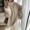 Autumn and Winter Thick Line Sweater Female Loose Lazy Wind Round Neck Thickened Twisted Pullover Knit Sweater Comfortable and Versatile