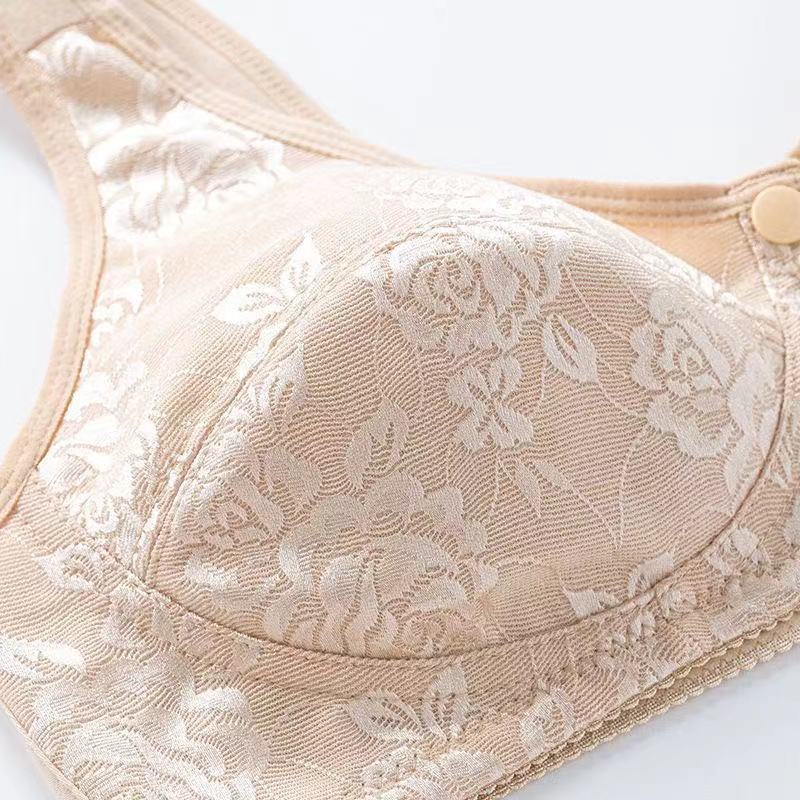 Беспроводные хлопковые бюстгальтеры для женщин нижнее белье спереди закрытый бюстгальтер повседневное удобное нижнее белье большой бюст вышивка повседневный легкий открытый пуговица спереди