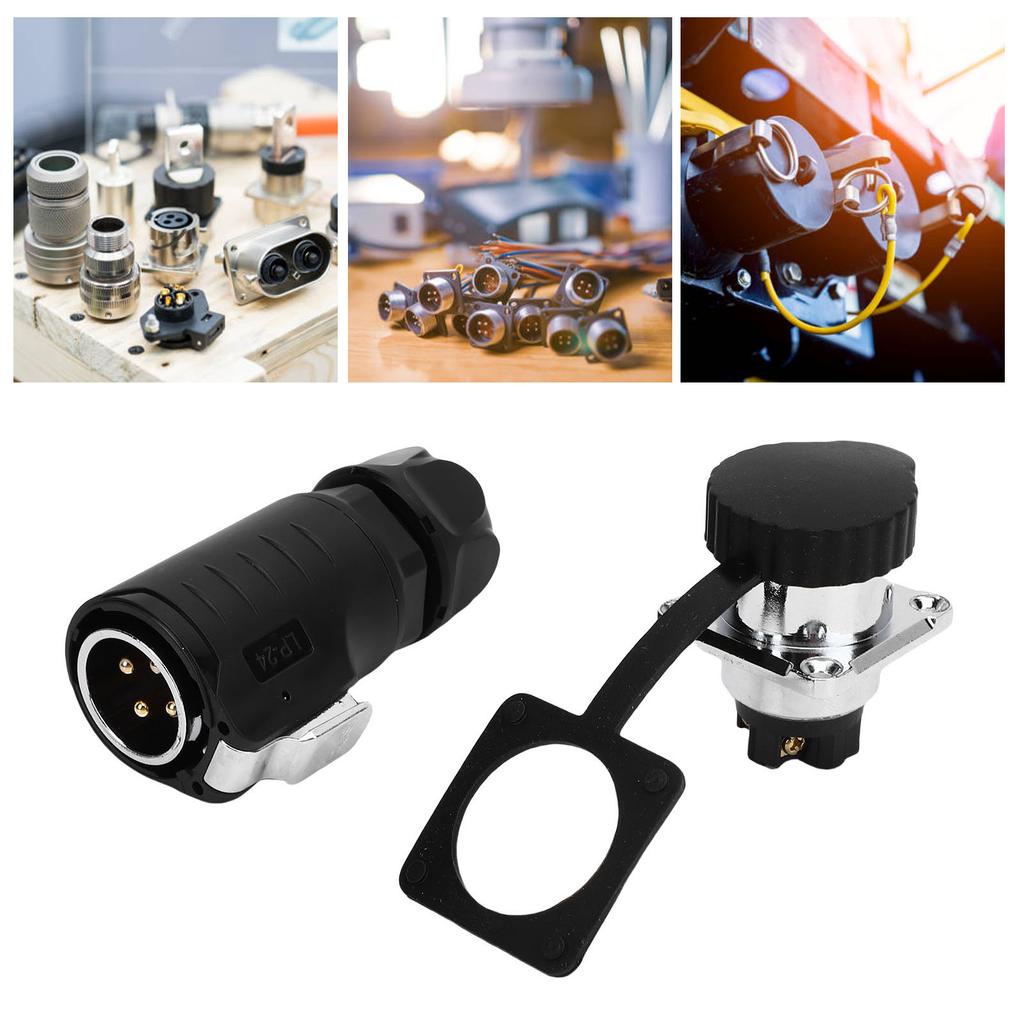 25A 4 Pin Pin and Socket IP68 Male and Female Aviation Wire Connector with Flange Seat, Industrial Water Proof Connector, Function